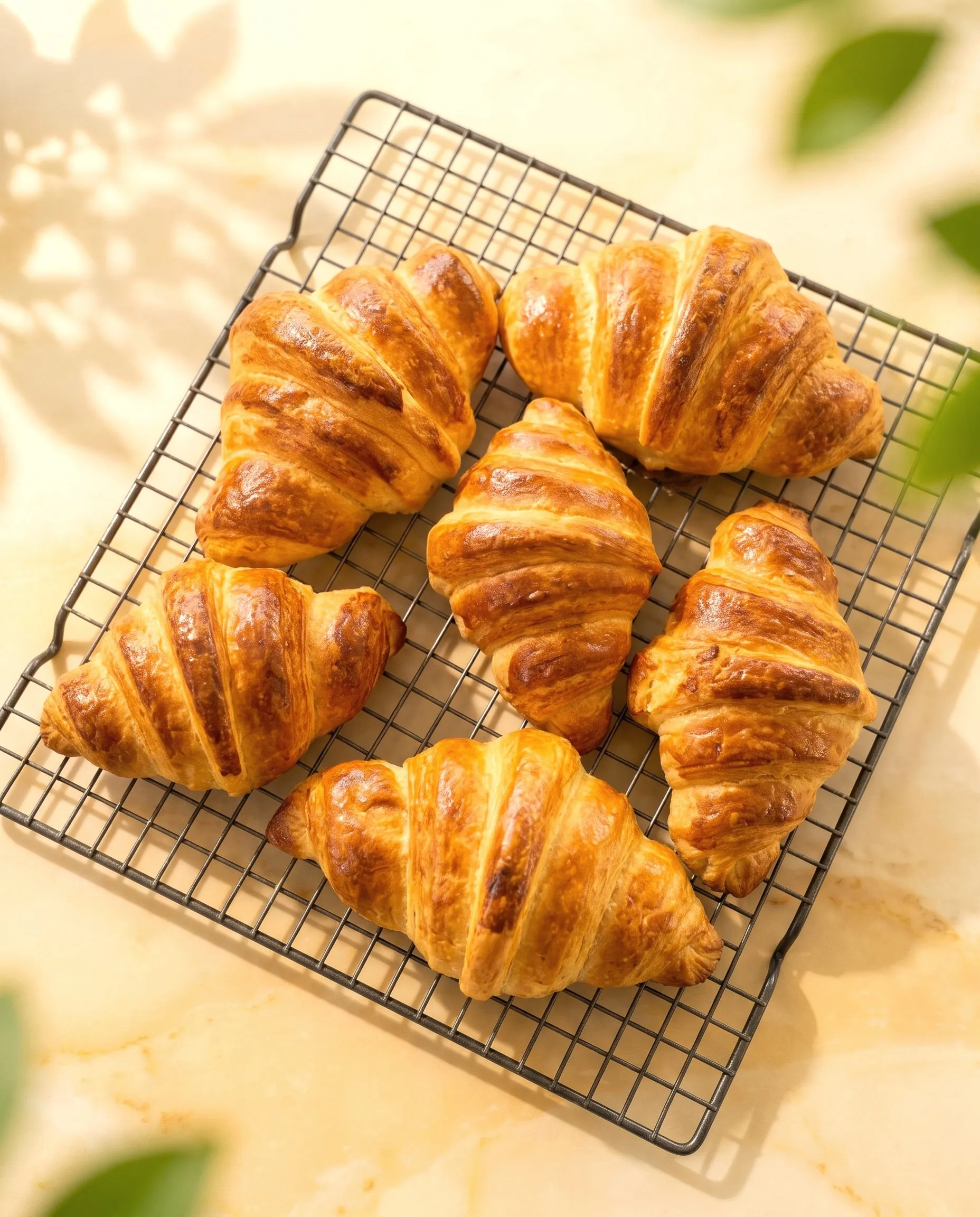 Croissants on a cooling rack