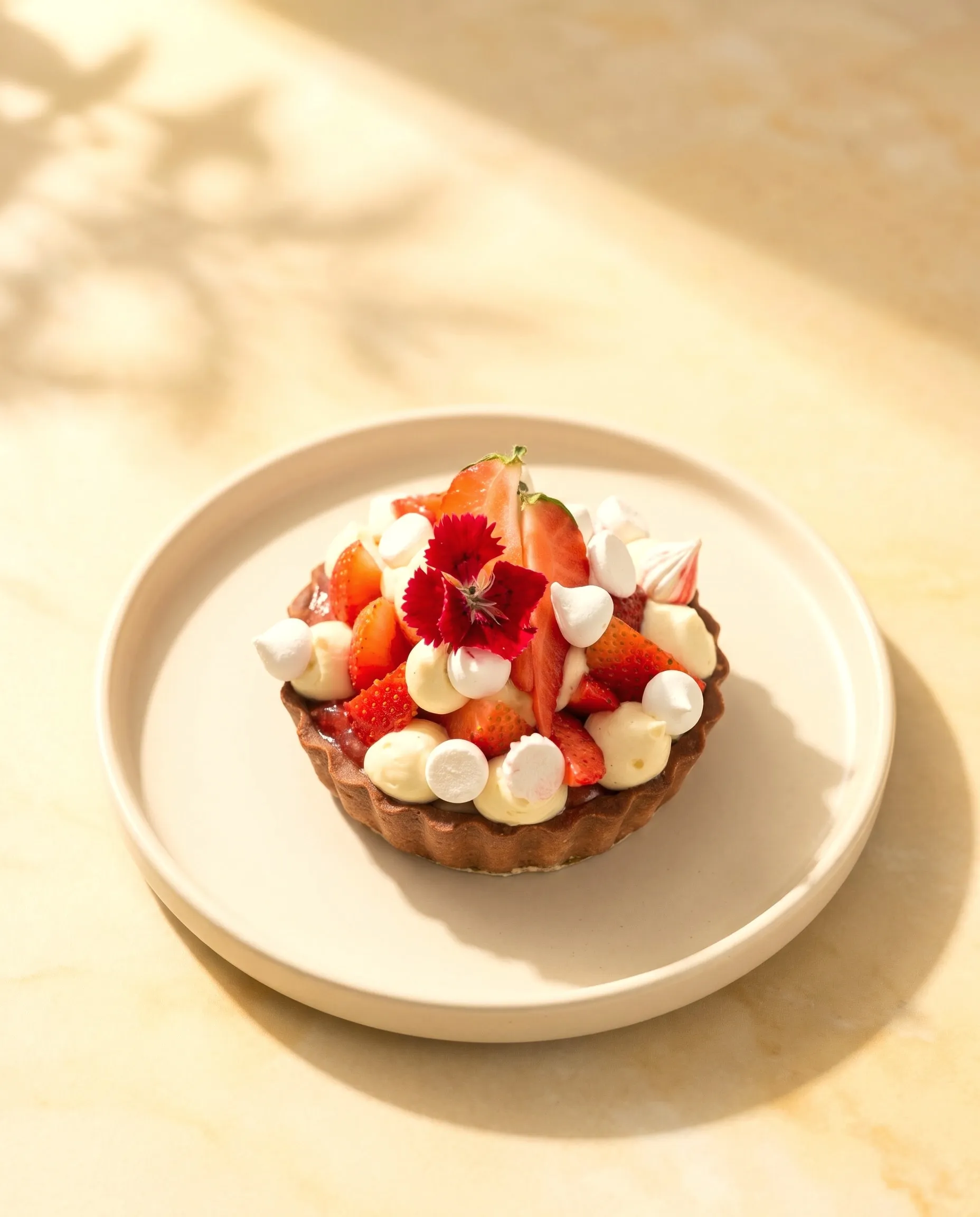 Strawberry and meringue tart