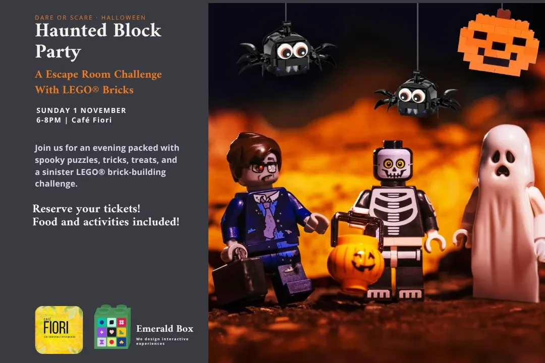 Poster for Haunted Block Party: a LEGO® escape room challenge